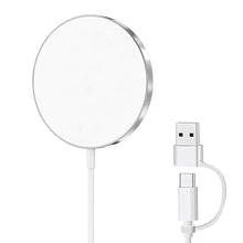 Load image into Gallery viewer, Quartdaxy for MagSafe Charger, Magnetic Wireless Charging Pad for iPhone 17/17 Pro/17 Pro Max/Air/16 15 14 13 12 Pro Max Plus mini/AirPods 2 3 Pro, Strong Magnet, Aluminum Alloy, USB-C/A Ports(SILVER), SilverV_1