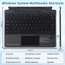 Load image into Gallery viewer, Qulose Surface Pro 9 Keyboard - Wireless Bluetooth Keyboard for Surface Pro 11/10/9/8/X with Detachable Trackpad and Pen Holder - Black_560