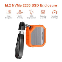 Load image into Gallery viewer, Qwiizlab M.2 2230 SSD NVMe Enclosure, 10Gbps USB 3.2 Gen 2 Type-C, Fits M Key up to 2TB, Supports PCIe UASP, Rugged Aluminum Case (Orange), SSD Not Included_352