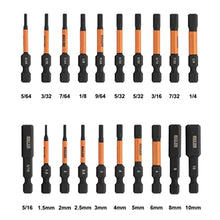 Load image into Gallery viewer, Railer Allen Wrench Hex Bit Set 2 Inch Impact Driver 20pc Hex Bit Set With A Bit Holder & Carabiner. Premium S2 Steel, Ideal For Furniture Screws, OrangeBitrail_5439