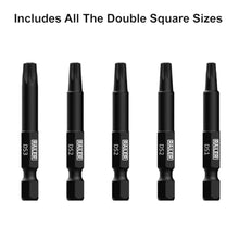 Load image into Gallery viewer, Railer Double Square 8 Point Star Bit Set, 5pc S2 Steel 2 Inch 8 Spline Fastener Drive Bit Set with Storage Bit Holder_5382