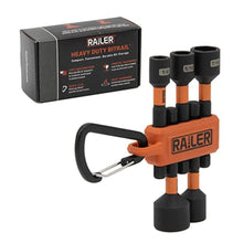 Load image into Gallery viewer, Railer Nut Driver Set - Premium 2-9/16 Inch 5-Piece Nutsetter Bit Set With A Storage Bit Holder & Carabiner, Orange_1