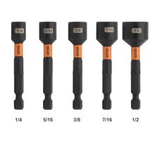 Load image into Gallery viewer, Railer Nut Driver Set - Premium 2-9/16 Inch 5-Piece Nutsetter Bit Set With A Storage Bit Holder & Carabiner, Orange_5425