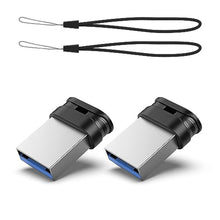 Load image into Gallery viewer, RAOYI 2 Pack 64GB USB 3.0 Flash Drive, Mini Fit USB Stick Ultra Slim Thumb Drive Jump Drive Zip Drive Pen Drive with Lanyard-Black, blackpack_1