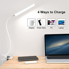 Load image into Gallery viewer, RAOYI LED Desk Lamp, 5W USB Clip on Light Eye-Caring Reading Clamp Table Lamp with 48 LEDs Flexible Neck, 3 Color Modes and 14 Brightness Levels for Office Bedroom Study (White), WhiteClipLamp_4462