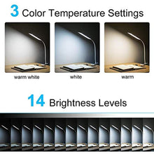 Load image into Gallery viewer, RAOYI LED Desk Lamp, 5W USB Clip on Light Eye-Caring Reading Clamp Table Lamp with 48 LEDs Flexible Neck, 3 Color Modes and 14 Brightness Levels for Office Bedroom Study (Black), BlackClipLamp_4630