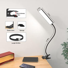 Load image into Gallery viewer, RAOYI LED Desk Lamp, 5W USB Clip on Light Eye-Caring Reading Clamp Table Lamp with 48 LEDs Flexible Neck, 3 Color Modes and 14 Brightness Levels for Office Bedroom Study (Black), BlackClipLamp_4633