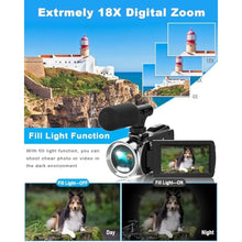 Load image into Gallery viewer, Rawiemy Video Camera Camcorder FHD 4K 36MP Vlogging Camera for YouTube Video Recorder 3.0" 270 Degree Rotation Screen Video Cameras for Filming with Microphone,32GB SD Card (Black)_302