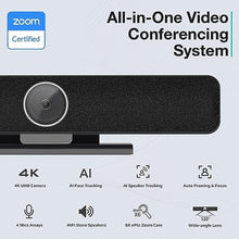 Load image into Gallery viewer, RayBit TB5 Video Conferencing System - Zoom Certificated, Ultra 4K Pro Audio and Video Conference Room Camera with 4 Microphone Arrays & Stereo Speakers, 120 Wide Angle Webcam for TV/Meeting Room, Black_4932