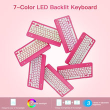 Load image into Gallery viewer, RAYMCRAFT for iPad 11th (A16, 2025) / 10th Generation Case with Keyboard, Mouse and Detachable Wireless Keyboard, 7-Color Backlight, Slim Case with Pencil Holder, Hot Pink, HotPink_929