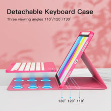 Load image into Gallery viewer, RAYMCRAFT for iPad 11th (A16, 2025) / 10th Generation Case with Keyboard, Mouse and Detachable Wireless Keyboard, 7-Color Backlight, Slim Case with Pencil Holder, Hot Pink, HotPink_930