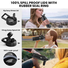 Load image into Gallery viewer, RAYMYLO Insulated Water Bottle 40 oz, Triple Wall Vacuum Stainless Steel (Cold for 36Hrs, Hot for 18Hrs), Leak Proof & Non-BPA, Modern Water Flask Jug with Paracord Handle & Straw Spout Lids, MagicBlack_6673