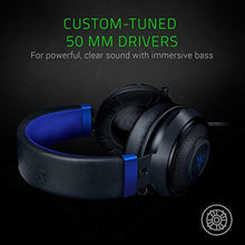 Load image into Gallery viewer, Razer Kraken Gaming Headset: Lightweight Aluminum Frame - Retractable Noise Isolating Microphone - for PC, PS4, PS5, Switch, Xbox One, Xbox Series X & S, Mobile - 3.5 mm Headphone Jack - Black/Blue, BlackBlue_7088