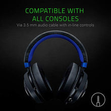 Load image into Gallery viewer, Razer Kraken Gaming Headset: Lightweight Aluminum Frame - Retractable Noise Isolating Microphone - for PC, PS4, PS5, Switch, Xbox One, Xbox Series X & S, Mobile - 3.5 mm Headphone Jack - Black/Blue, BlackBlue_7090