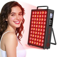 Load image into Gallery viewer, Red Light Therapy Panel Device for Body and Face-660nm Red & 850nm Near Infrared Light Therapy with 60 Dual Chip LEDs and 4 Modes Dimmable,Remote, Timer, Hanging Kit & Stand for Home Office & Gym, Black_1