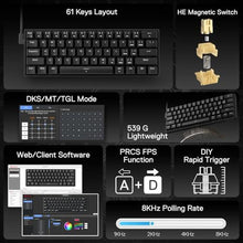 Load image into Gallery viewer, Redragon K617 HE Wired Hall-Effect Rapid Trigger Magnetic Gaming Keyboard, BlackHEVersion_360