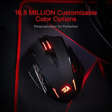 Load image into Gallery viewer, Redragon M913 Impact Elite Wireless Gaming Mouse, 16000 DPI Wired/Wireless RGB Mouse with 16 Programmable Buttons, 45 Hr Battery and Pro Optical Sensor, 12 Side Buttons MMO Mouse, Black_8859