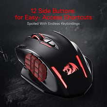 Load image into Gallery viewer, Redragon M913 Impact Elite Wireless Gaming Mouse, 16000 DPI Wired/Wireless RGB Mouse with 16 Programmable Buttons, 45 Hr Battery and Pro Optical Sensor, 12 Side Buttons MMO Mouse, Black_8860