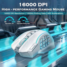 Load image into Gallery viewer, Redragon Wireless Gaming Mouse, MMO Gaming Mouse UP 16,000 DPI, 16 Macro Programmable Buttons, RGB Rechargeable Mouse with 12 Side Buttons, 70Hrs for PC Laptop MOBA FPS, White,M901P-WS_834