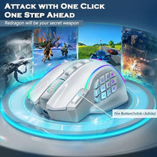 Load image into Gallery viewer, Redragon Wireless Gaming Mouse, MMO Gaming Mouse UP 16,000 DPI, 16 Macro Programmable Buttons, RGB Rechargeable Mouse with 12 Side Buttons, 70Hrs for PC Laptop MOBA FPS, White,M901P-WS_836