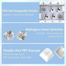 Load image into Gallery viewer, Redragon Wireless Mechanical Keyboard Creamy, Custom 75% Design, White, WhiteCompact_657