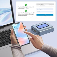 Load image into Gallery viewer, Remote KVM Over IP Internet,4K IP KVM Remote Control PC,Server,Remote Power Control, LCD Screen,ZeroTier, TF Card,Webcam,Wake, Install OS Via BIOS, Windows Mac Linux Android, Grey_719