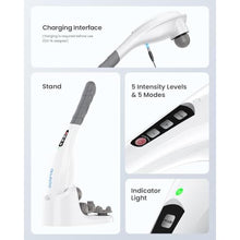 Load image into Gallery viewer, RENPHO Rechargeable Handheld Back Massager with 5 Adjustable Speeds & Modes, Gifts for Men/Women, Cordless Electric Neck Massage Tool for Muscle Relief, Tailored Intensity for Shoulder, Leg, Calf, Cwhite_8710