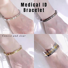 Load image into Gallery viewer, RENYILIN 3PCS Stainless steel cuff bracelet Medical alert ID Emergency first Aid bracelet (DNR (DO NOT RESUSCITATE)), Blackgoldsteel_1134