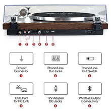Load image into Gallery viewer, Retrolife Turntables Belt-Drive Record Player with Wireless Output Connectivity Vinyl Player Support 33&45 RPM Speed Phono Line USB Digital to PC Recording MM Cartridge&Counterweight Bark Brown, BarkBrown_4823
