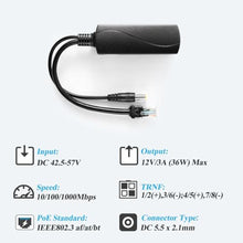 Load image into Gallery viewer, REVODATA PoE Splitter 2.5G 36W 12V/3A, DC 5.5 * 2.1mm Plug PoE to DC 12V/3A Output, 2.5G Ethernet Comply IEEE802.3bt, Plug and Play (PS5712BG)_1656