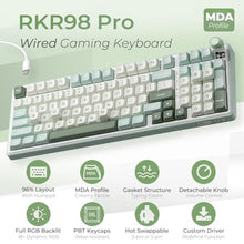 Load image into Gallery viewer, RK ROYAL KLUDGE R98 Pro Creamy Mechanical Keyboard, 96% Wired Gaming Keyboard RGB Backlit with Number Pad and Volume Knob, Gasket Mount, MDA Profile PBT Keycaps, Hot Swappable Pre-lubed Tactile Switch, Cyan_6491