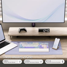Load image into Gallery viewer, RK ROYAL KLUDGE RK96 RGB Limited Ed, 90% 96 Keys Wireless 3-Mode BT5.0/2.4G/USB-C Hot Swappable Mechanical Keyboard w/Wrist Rest, Volume Control, Software, Massive Battery, RK Pale Green Switch, TaroMilkWhite_7609