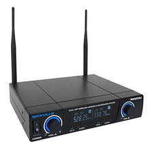 Load image into Gallery viewer, Rockville RWM72U Dual UHF Wireless Handheld Microphone System, Digital Display, Long Range, Noise Filter, for Karaoke and Live Performances, Black_5620