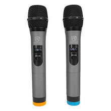 Load image into Gallery viewer, Rockville RWM72U Dual UHF Wireless Handheld Microphone System, Digital Display, Long Range, Noise Filter, for Karaoke and Live Performances, Black_5621