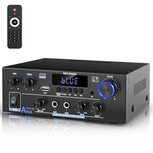 Load image into Gallery viewer, Romica AK55 Stereo Audio Amplifier, 2 Channel 500W Bluetooth 5.0 Home Audio Stereo Receivers with FM, Echo, AUX, USB, SD, MIC, Optical & Coaxial Inputs, AMP for Passive Speakers and Active subwoofer_1