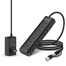 Load image into Gallery viewer, Rosonway Powered USB Hub, 7 Ports USB 3.2 Gen 2 Data Hub 10Gbps, RSH-A107, Black_1