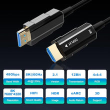 Load image into Gallery viewer, RUBMUD 8K HDMI 2.1 Cable 3.3ft, Fiber Optic HDMI Cable, Ultra High Speed Thin HDMI Cord, 48Gbps, 8K@60Hz 4K@120Hz, Dynamic HDR, eARC, HDCP 2.2&2.3, 3D, for HDTV Monitor Game Laptop Xbox PS4/PS5, Black_1600