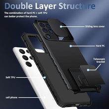 Load image into Gallery viewer, S24 Ultra Case Compatible for Samsung Galaxy S24 Ultra 5G, Slide Camera Cover Military-Grade Anti-Drop Shockproof Phone Case with Kickstand Protective Cover for Samsung S24 Ultra 5G (Black)_1591