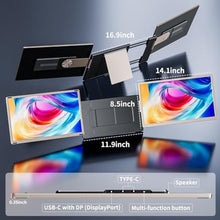 Load image into Gallery viewer, S6 Laptop Screen Extender Monitor Portable, 15.6'' Dual Screen Monitors for Laptop Plug and Play, FHD 1080P IPS Multi Triple Monitor for 13''-17'' Laptops Compatible with Mac/Wins/Android/Dex, Gold_1331