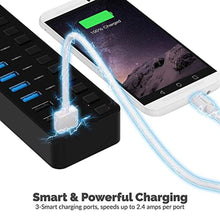 Load image into Gallery viewer, SABRENT 10-Port Powered USB 3.0 Hub, 3 Charging Ports, 60W (HB-B7C3), Black_7592