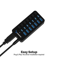 Load image into Gallery viewer, SABRENT 36W 7-Port Powered USB 3.0 Hub, Switches & LEDs (HB-BUP7), Black_7581