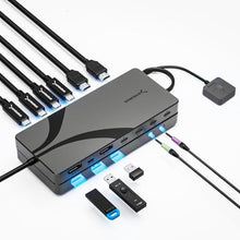 Load image into Gallery viewer, SABRENT USB-C DisplayPort KVM Switch, 3 Computers, 8K, 60W PD (USB-C3KM)_1