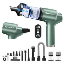 Load image into Gallery viewer, SakerPlus Hand Held Car Vacuum Cordless, 20000PA High Power Handheld Portable Vacuum & Air Duster for Car Home, 4-in-1 Mini Vacuum Cleaner with LED Display - Vacuuming, Blowing, Inflating & Deflating, Green_1