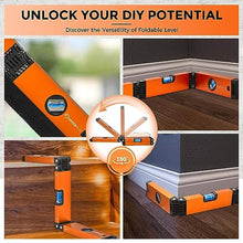 Load image into Gallery viewer, SakerPlus Multi-Function Folding Level, 24" Level Tool, Multi-Angle Measurement (45/90/180), High-Precision Aluminum Profile (0.5mm/m), Perfect for Woodworking, Construction & DIY Gifts, Orange_6590