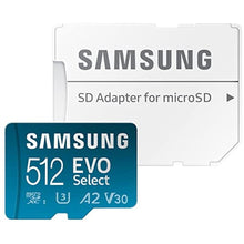 Load image into Gallery viewer, SAMSUNG EVO Select Micro SD-Memory-Card + Adapter, 512GB microSDXC 130MB/s Full HD & 4K UHD, UHS-I, U3, A2, V30, Expanded Storage for Android Smartphones, Tablets, Nintendo-Switch (MB-ME512KA/AM)_2661