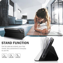 Load image into Gallery viewer, Samsung Galaxy S24 Ultra 5G Case - Clear View with Kickstand, Leather Hard PC Flip Shockproof Protective Cover (Black)_1230
