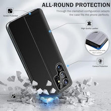 Load image into Gallery viewer, Samsung Galaxy S24 Ultra 5G Case - Clear View with Kickstand, Leather Hard PC Flip Shockproof Protective Cover (Black)_2658