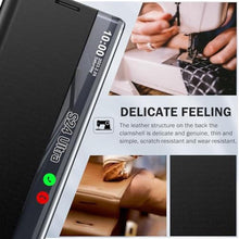 Load image into Gallery viewer, Samsung Galaxy S24 Ultra 5G Case - Clear View with Kickstand, Leather Hard PC Flip Shockproof Protective Cover (Black)_2659
