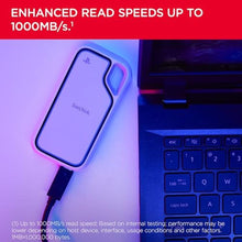 Load image into Gallery viewer, SANDISK 1TB Extreme Portable SSD, Officially Licensed for PlayStation 5 Console and PC - up to 1000MB/s, USB-C, USB 3.2 Gen 2, Drop Protection - External Solid State Drive - SDSSDE62P-1T00-G25, White_1539