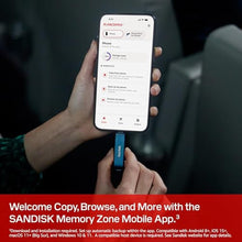 Load image into Gallery viewer, SANDISK 256GB Phone Drive for iPhone, USB C and Lightning, Compatible with iPads, Mac, and Devices, Metallic Blue Finish, 1 Count, SDIXD0N 256G-GN6NE, MetallicSky_203